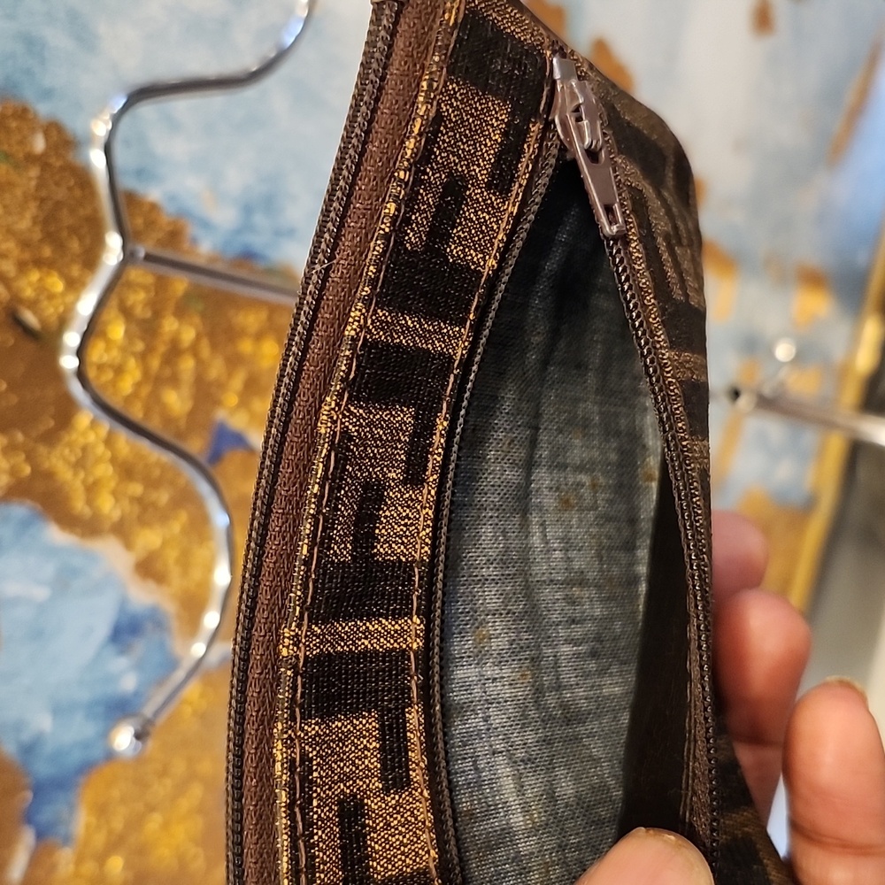 Fendi Zucca Card Holder Coin Pouch Zip Wallet Canvas Vintage - Picture 13 of 13